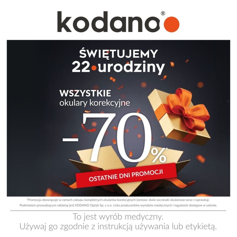 Ostatnie dni promocji! Wszystkie okulary korekcyjne 70% taniej!