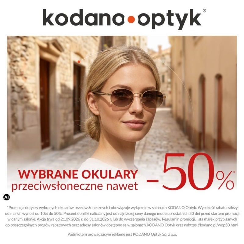 50% na wybrane okulary przeciwsłoneczne